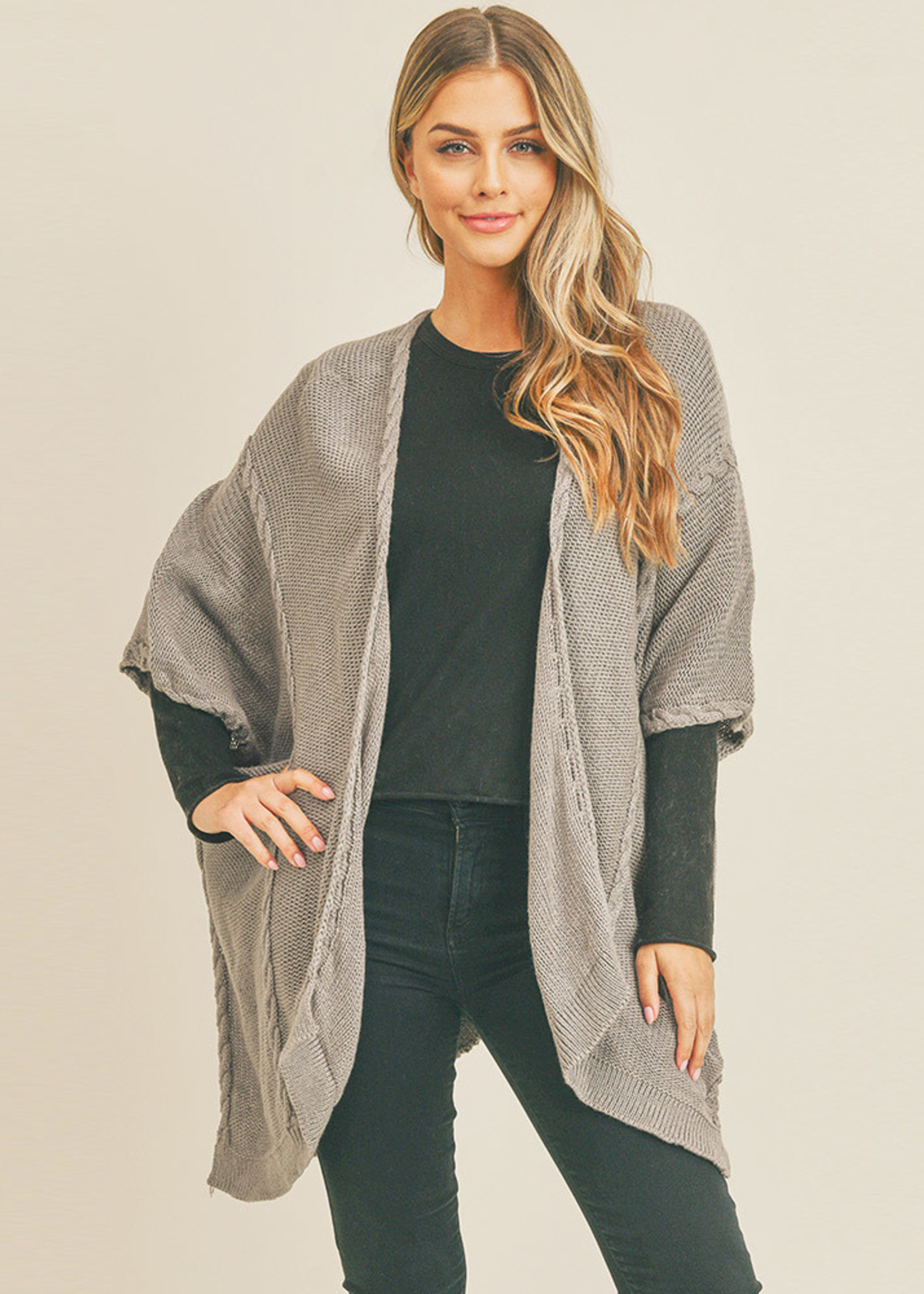 Braided Trim Knit Kimono