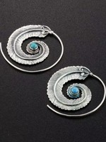 Silver Spiral Turquoise Earrings