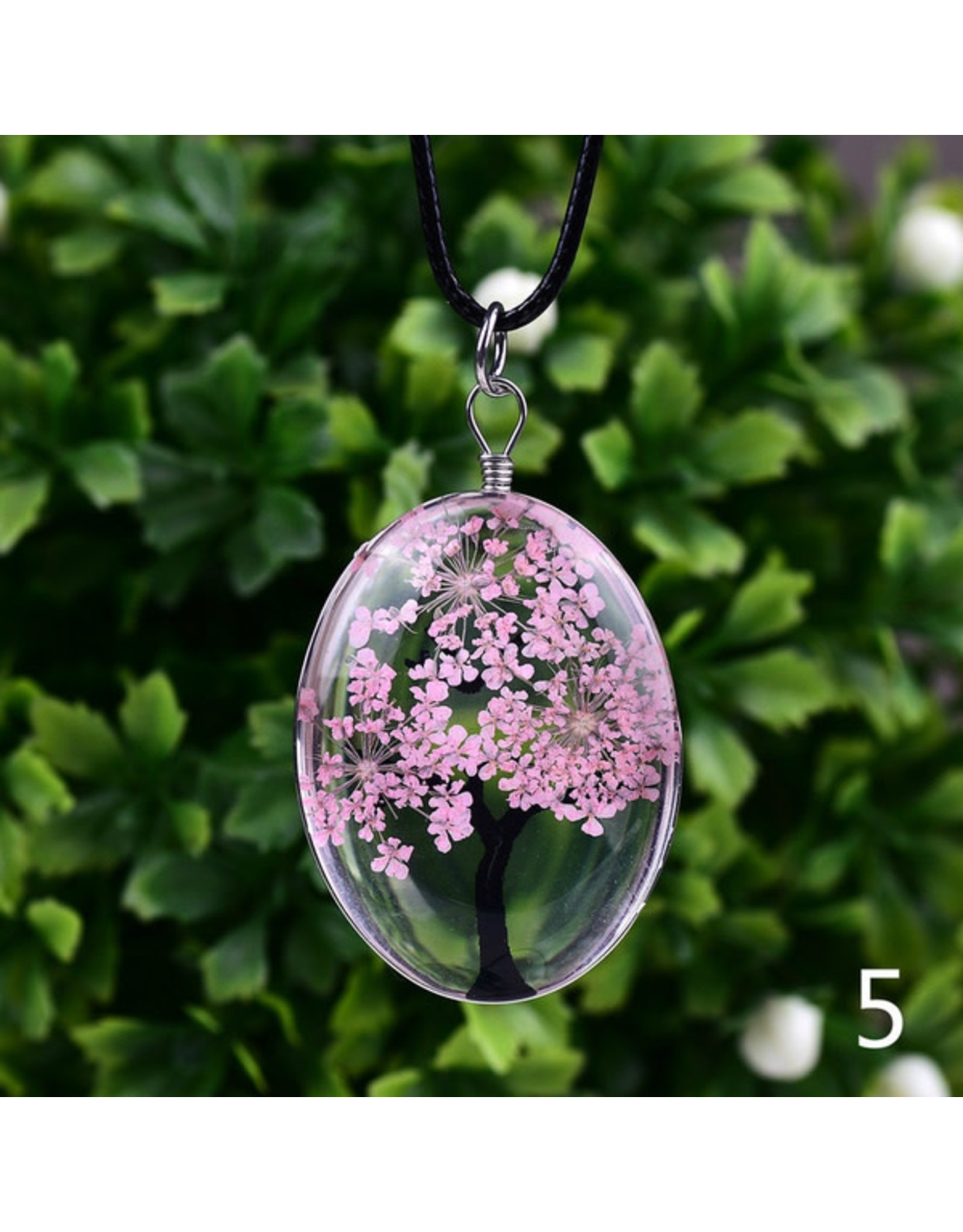 Flower Life Tree Necklace - Pink