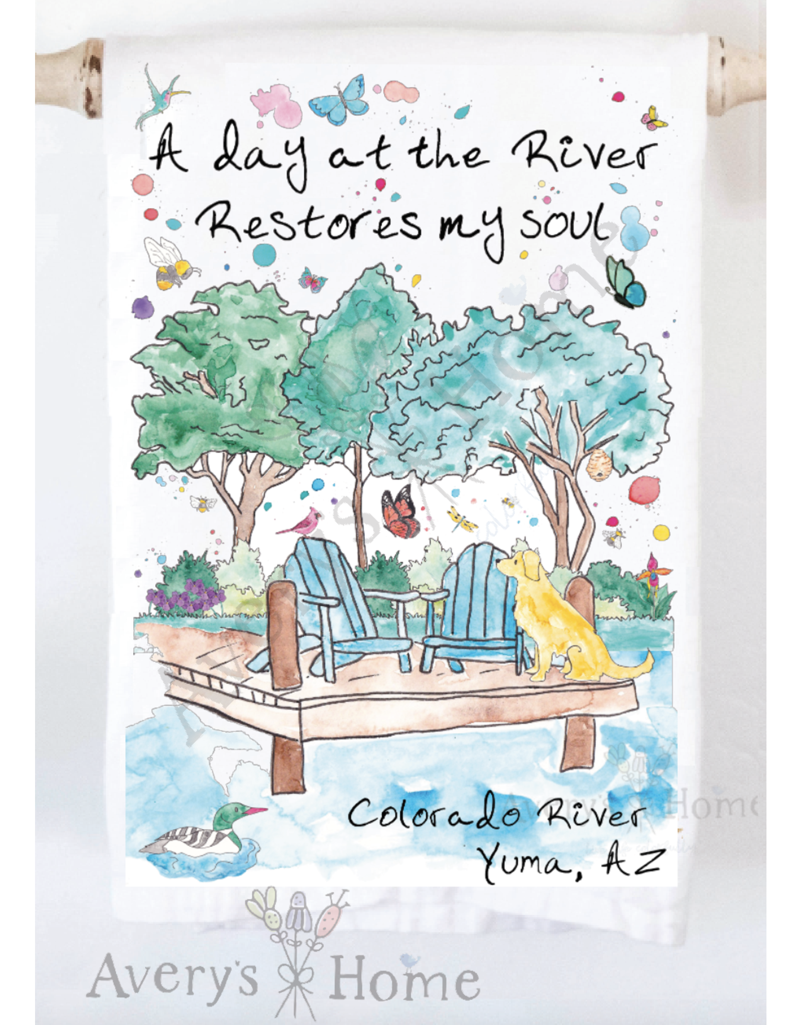 Avery's Home A Day at Colorado River Tea Towel