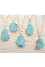 Turquoise Pendant Necklace, Gold Chain