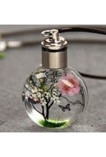 Dried Flower and Butterfly Pendant Necklace - White