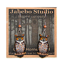 Jabebo Great Horned Owl Earrings