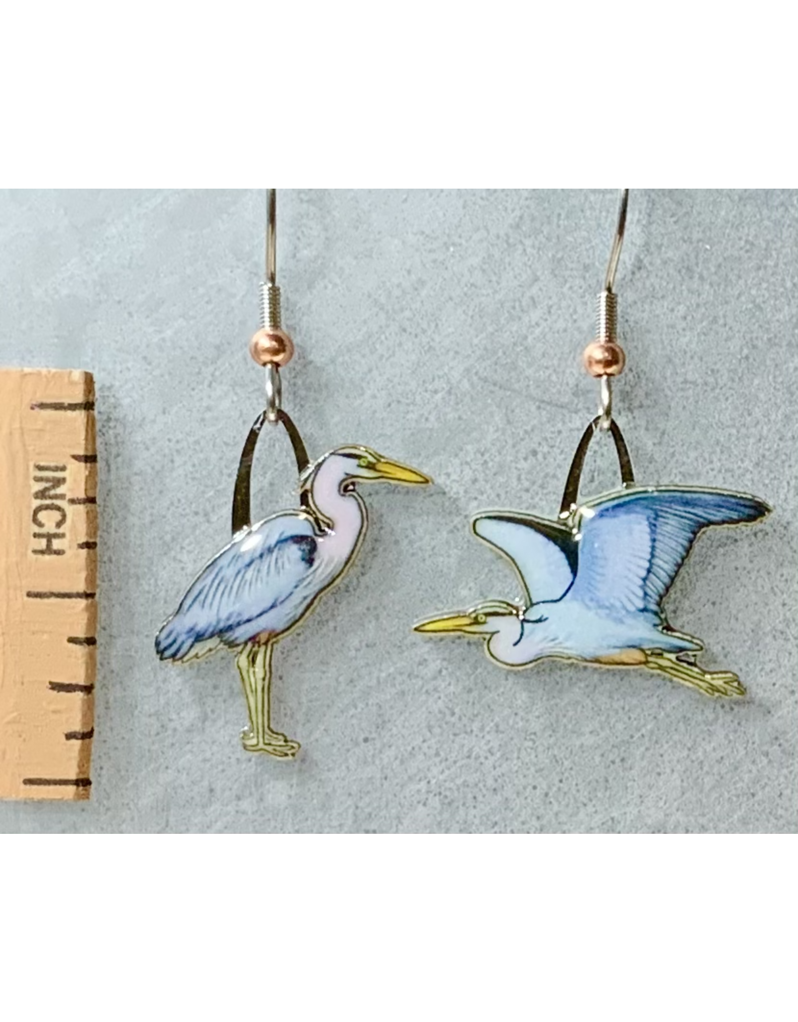 Jabebo Great Blue Heron Earrings