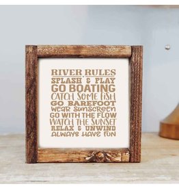 Wooden Sign -  River Rules