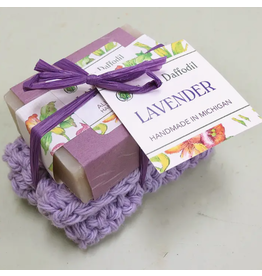 Green Daffodil Bath & Body Lavender Soap & Washcloth Gift Set