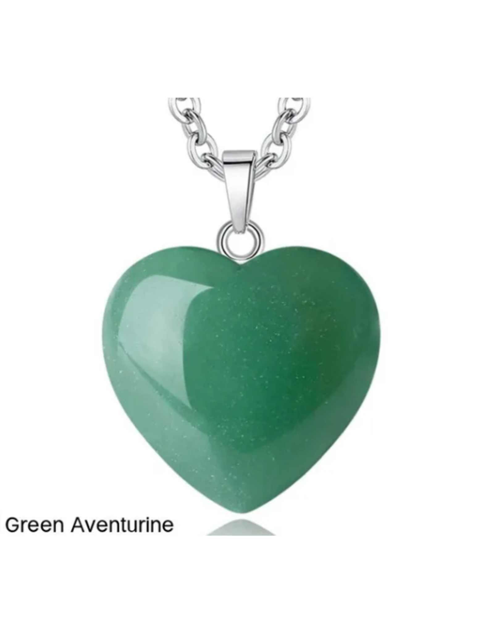 Wish Natural Quartz Heart Necklace - Green Aventurine