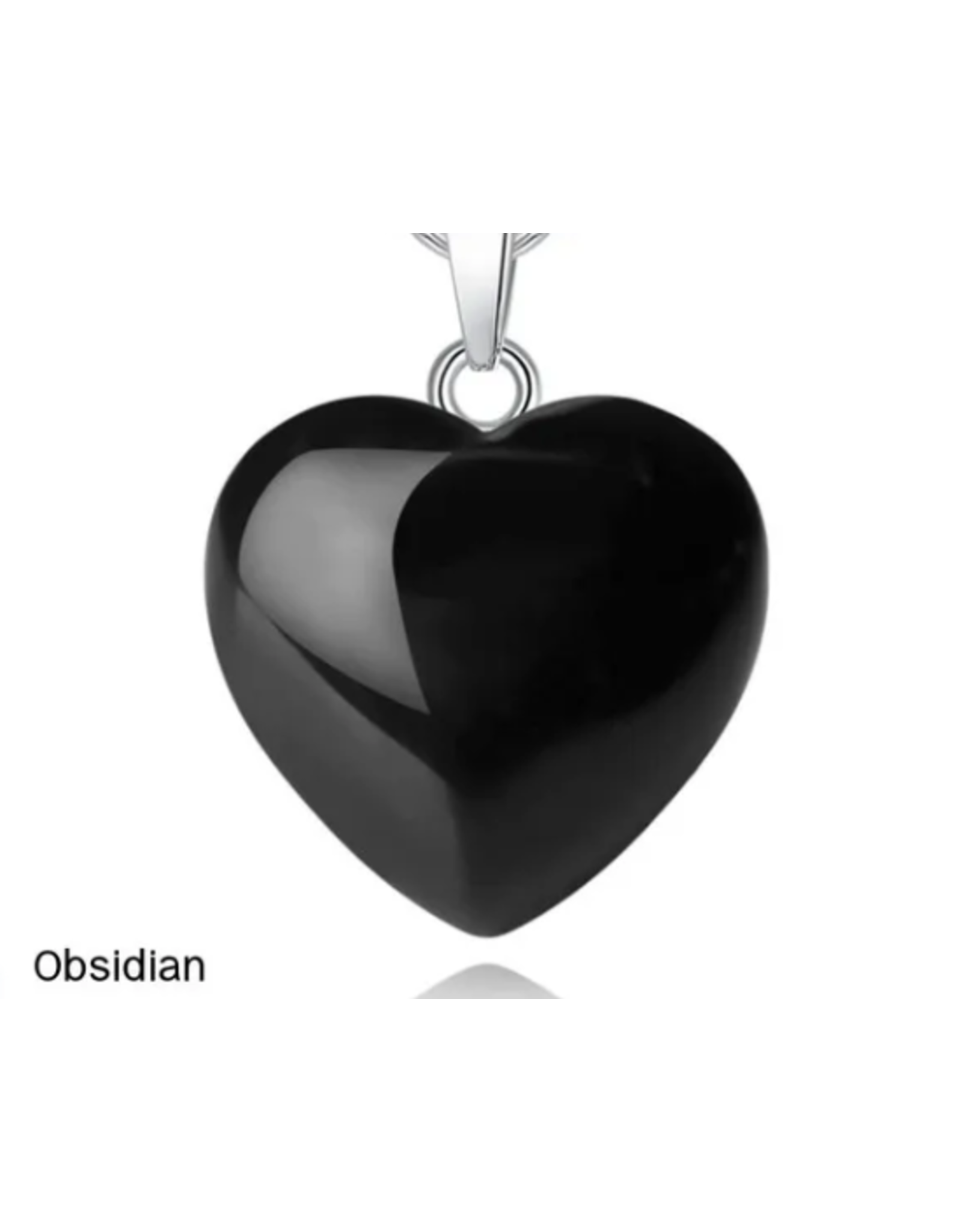 Wish Natural Quartz Heart Necklace - Obsidian