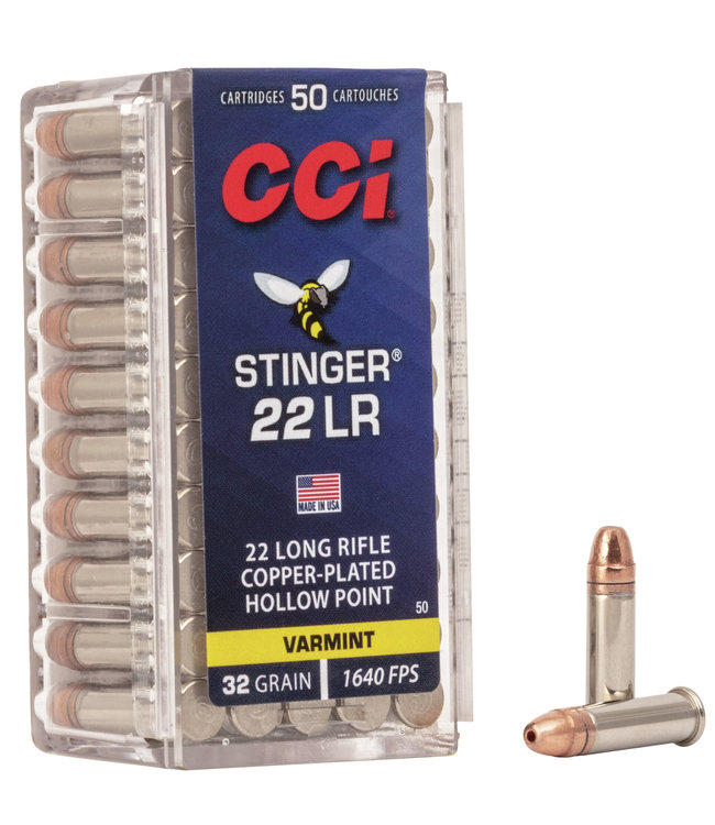 CCI .22 LR - 32GR (CPHP) - STINGER - VARMINT (50 CARTRIDGES)