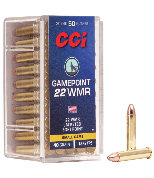 CCI .22 WMR - 40GR (JSP) - GAMEPOINT - SMALL GAME (50 CARTRIDGES)