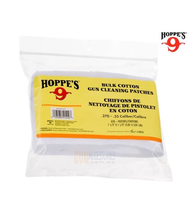 HOPPE'S BORE CLEANING PATCHES (650-PACK) - .270-.35 CAL