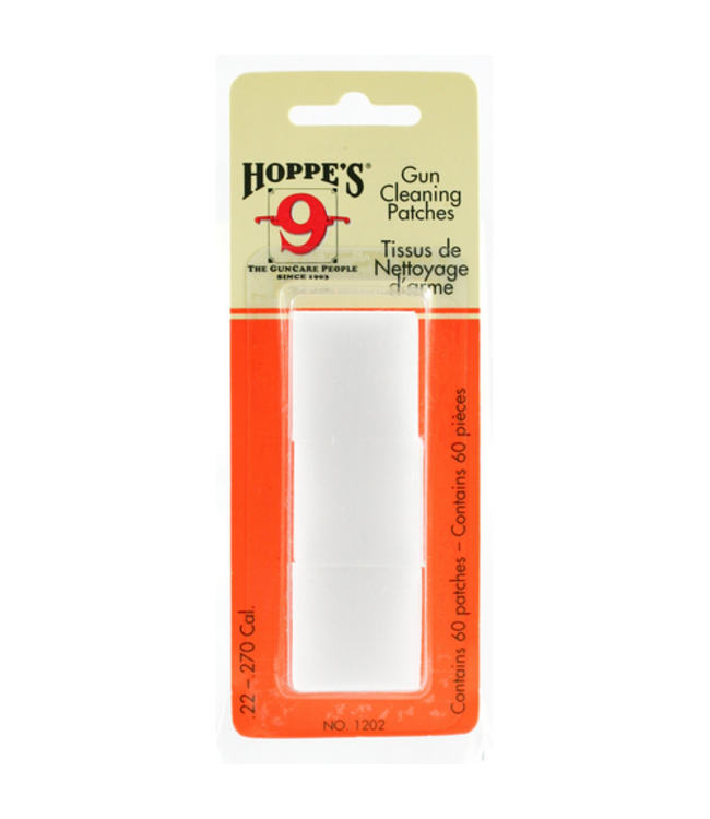 HOPPE'S BORE CLEANING PATCHES NO.2 (60-PACK) - .22-.270 CAL