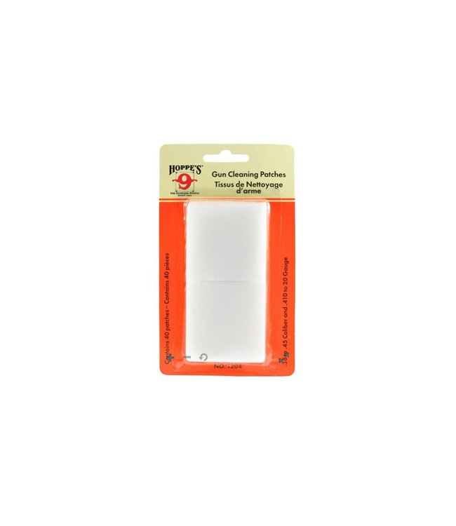 HOPPE'S BORE CLEANING PATCHES NO.4 (40-PACK) - .38-.45/.410/20-GAUGE