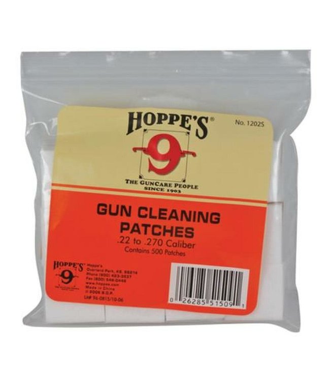 HOPPE'S BULK BORE CLEANING PATCHES (500-PACK) - .22-.270 CAL