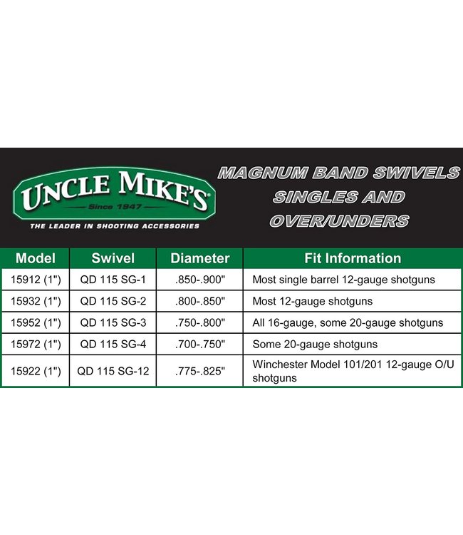 UNCLE MIKE'S 1" QUICK-DETACH 115 SG-1 MAGNUM BAND SHOTGUN SWIVELS