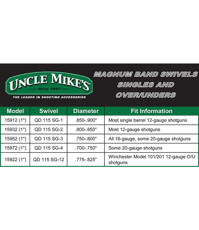 UNCLE MIKE'S 1" QUICK-DETACH 115 SG-3 MAGNUM BAND SHOTGUN SWIVELS