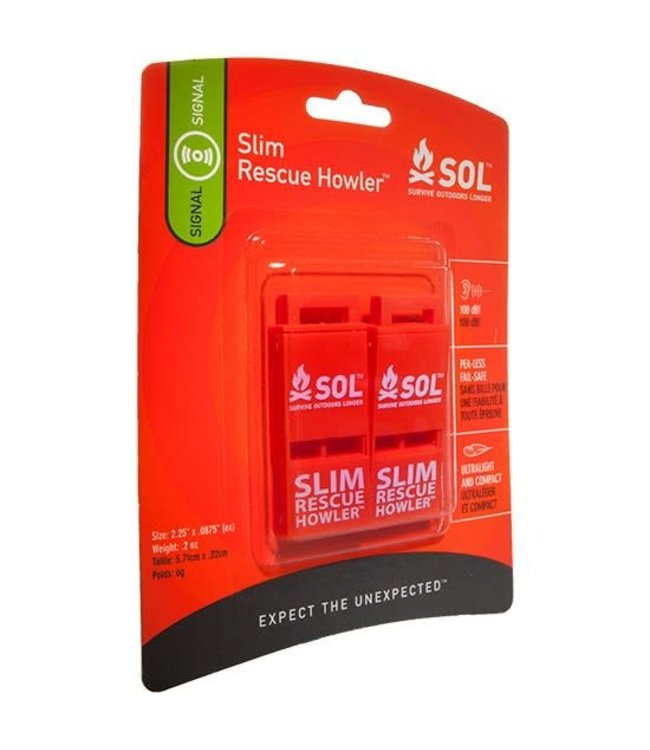 SOL SLIM RESCUE HOWLER WHISTLE (2-PACK)