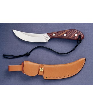 GROHMANN GROHMANN STANDARD SKINNER KNIFE ROSEWOOD-HANDLE FIXED-BLADE  (4" STAINLESS STEEL BLADE) W/ LEATHER SHEATH