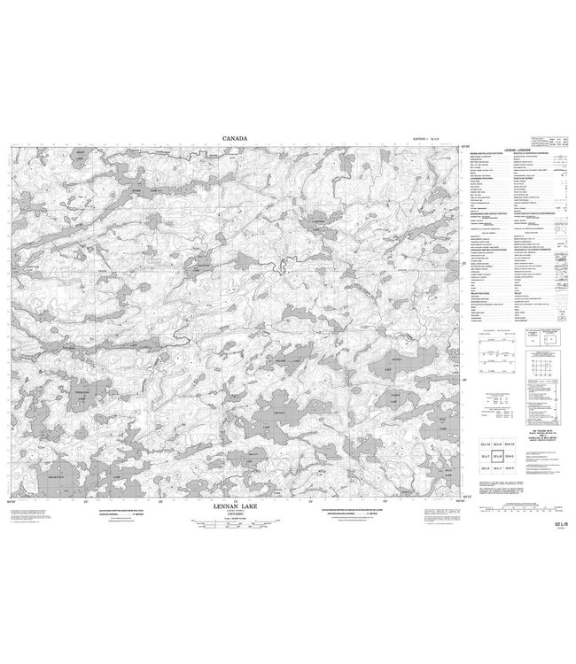 CANADIAN TOPO TOPOGRAPHIC MAP -  052L08 - LENNAN LAKE