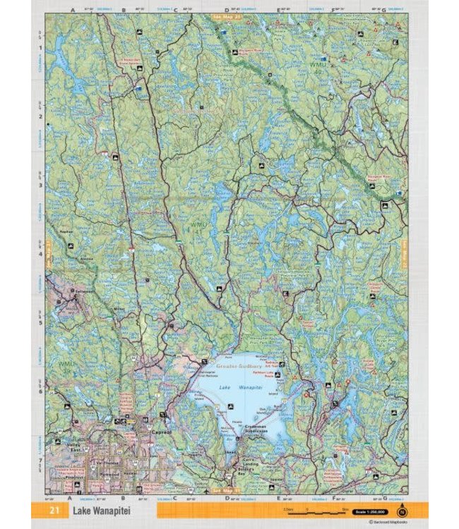 BACKROAD MAPBOOKS BACKROAD TOPOGRAPHIC MAP - NEON-21 - LAKE WANAPITEI - CAPREOL
