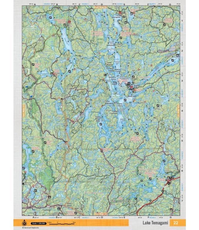 BACKROAD MAPBOOKS BACKROAD TOPOGRAPHIC MAP - NEON-22 - LAKE TEMAGAMI