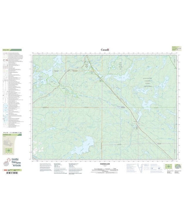 CANADIAN TOPO TOPOGRAPHIC MAP - 031L12 - MARTEN LAKE