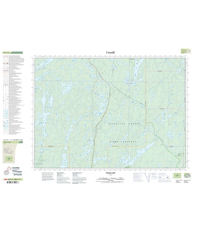 CANADIAN TOPO TOPOGRAPHIC MAP - 031L13 - INGALL LAKE
