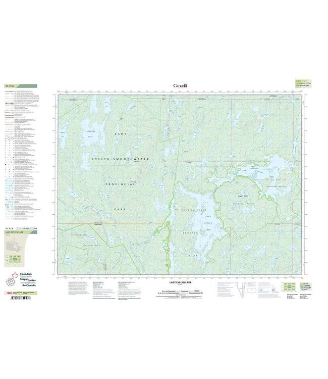 CANADIAN TOPO TOPOGRAPHIC MAP - 041P08 - LADY EVELYN LAKE