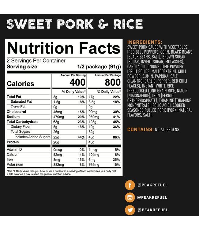 PEAK REFUEL SWEET PORK & RICE MEAL