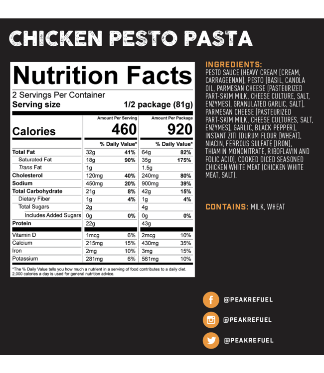 PEAK REFUEL CHICKEN PESTO PASTA