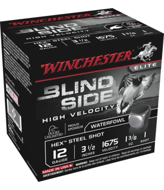 WINCHESTER WINCHESTER 12-GAUGE - 3.50" - #1 SHOT - BLIND SIDE HEX STEEL SHOT - WATERFOWL (25 SHOTSHELLS)