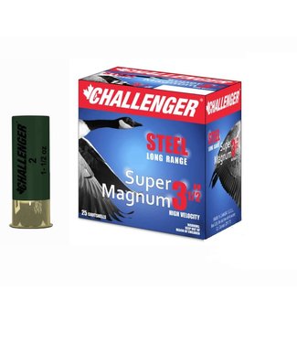CHALLENGER CHALLENGER 12-GAUGE - 3.5" - #4 SHOT - 1.5 OZ - STEEL - SUPER MAGNUM (25 SHOTSHELLS)