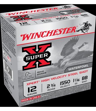 WINCHESTER WINCHESTER 12-GAUGE - 2.75" - BB SHOT - SUPER X - XPERT HIGH VELOCITY STEEL SHOT - WATERFOWL (25 SHOTSHELLS)