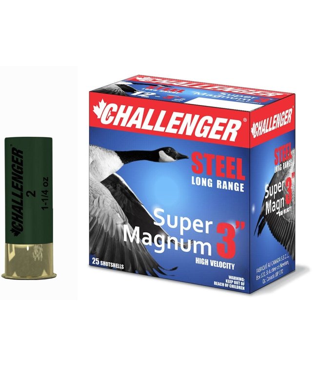 CHALLENGER 12 GAUGE - 1-3/8 OZ - 3.00" - #1 SHOT - STEEL - SUPERMAGNUM  (25 SHOTSHELLS)