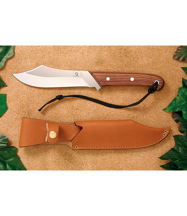 GROHMANN DEER & MOOSE KNIFE ROSEWOOD-HANDLE FIXED-BLADE  (5.5" STAINLESS STEEL BLADE) W/ LEATHER SHEATH