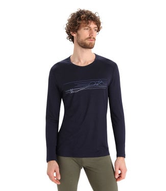 ICEBREAKER MEN'S ICEBREAKER 200 OASIS LONG SLEEVE CREWE SKI STRIPES