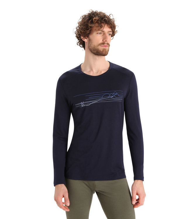 MEN'S ICEBREAKER 200 OASIS LONG SLEEVE CREWE SKI STRIPES