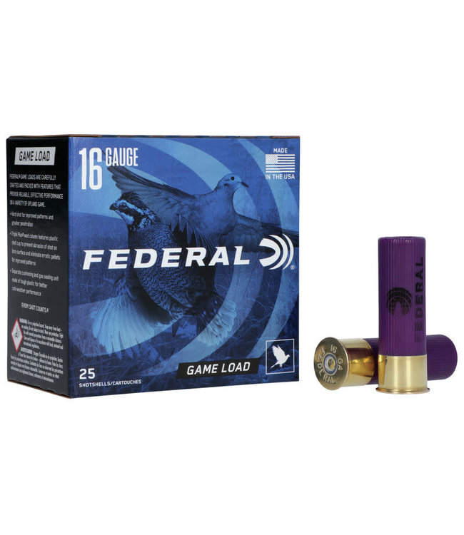 FEDERAL 16 GAUGE - 2-3/4" - 1 OZ - #7.5 SHOT - GAME LOAD (25 SHOTSHELLS)