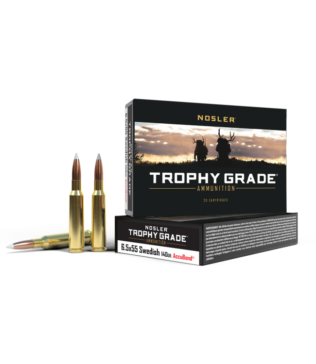 NOSLER 6.5X55 SWEDISH - 140GR - ACCUBOND TROPHY GRADE (20 CARTRIDGES)