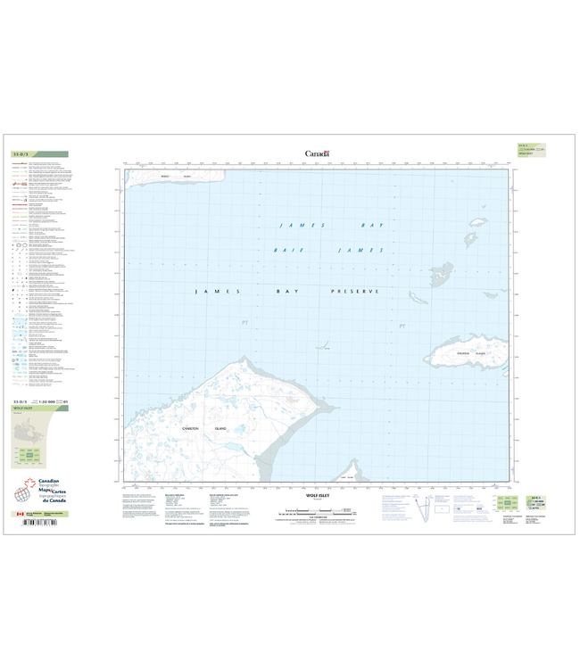 CANADIAN TOPO TOPOGRAPHIC MAP - 033D03 - WOLF ISLET