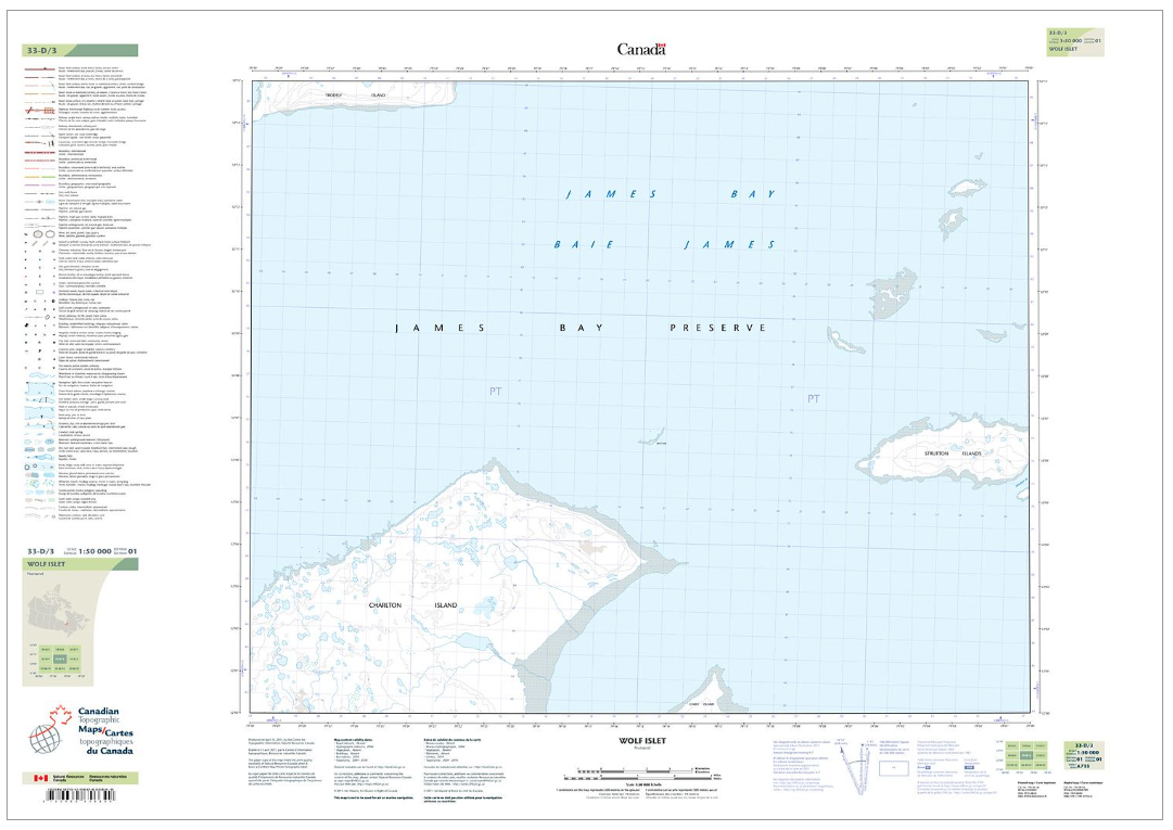 CANADIAN TOPO TOPOGRAPHIC MAP 033D03 WOLF ISLET Lefebvre's Source
