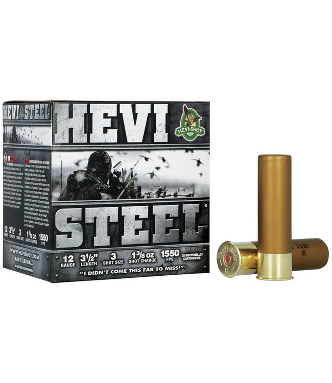 HEVI-SHOT 12-GAUGE - 3.5" - #3 SHOT - HEVI-STEEL (25 SHOTSHELLS)