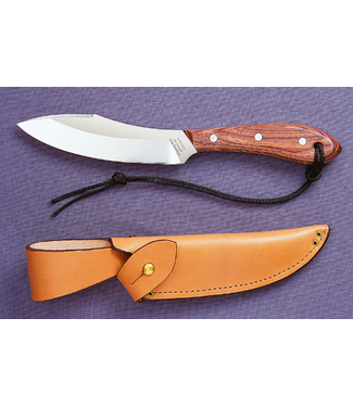 GROHMANN GROHMANN SURVIVAL KNIFE ROSEWOOD-HANDLE FIXED-BLADE  (5.5" STAINLESS STEEL BLADE) W/ LEATHER SHEATH