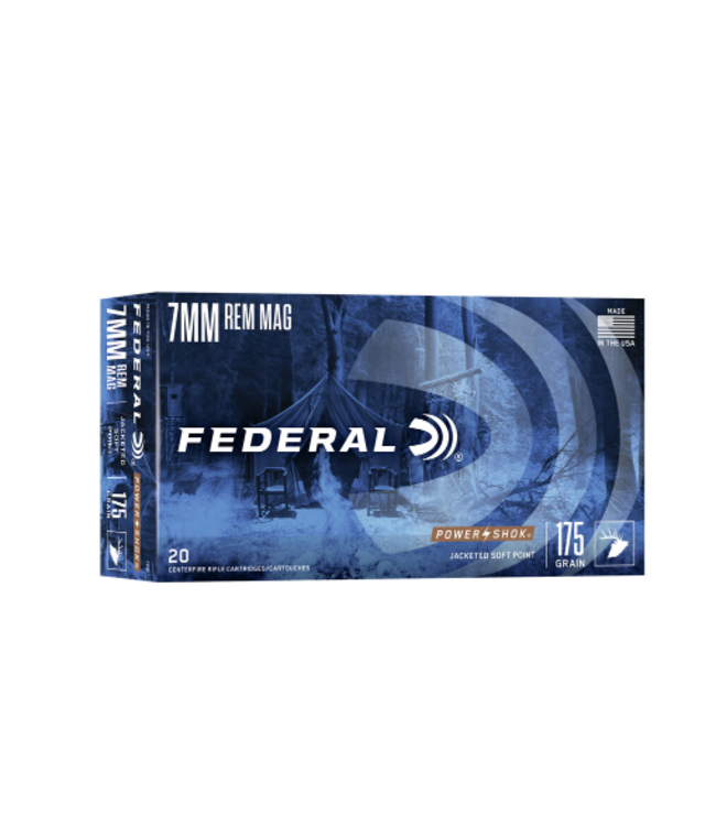 FEDERAL 7MM REM MAGNUM - 175GR (JSP) - POWER -SHOK (20 CARTRIDGES)