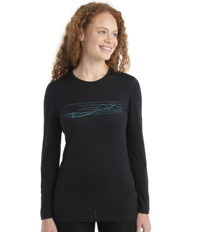 WOMEN'S ICEBREAKER 200 OASIS LONG SLEEVE CREWE SKI STRIPES