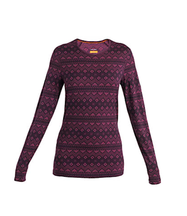 WOMEN'S ICEBREAKER MERINO 200 OASIS LONG SLEEVE CREW FIRST SNOW