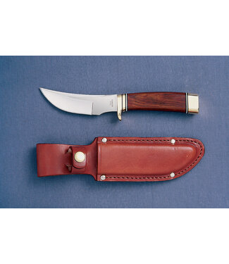 GROHMANN GROHMANN DEEPWOODS HUNTER KNIFE ROSEWOOD-HANDLE FIXED-BLADE  (3.5" STAINLESS STEEL BLADE) W/ LEATHER SHEATH