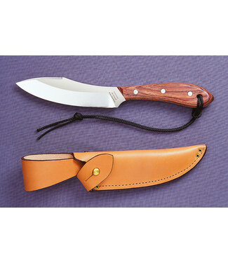 GROHMANN GROHMANN SURVIVAL KNIFE WINE XTRA RESINWOOD-HANDLE FIXED-BLADE  (5.5" STAINLESS STEEL BLADE) W/ LEATHER SHEATH