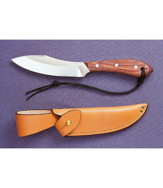 GROHMANN SURVIVAL KNIFE WINE XTRA RESINWOOD-HANDLE FIXED-BLADE  (5.5" STAINLESS STEEL BLADE) W/ LEATHER SHEATH