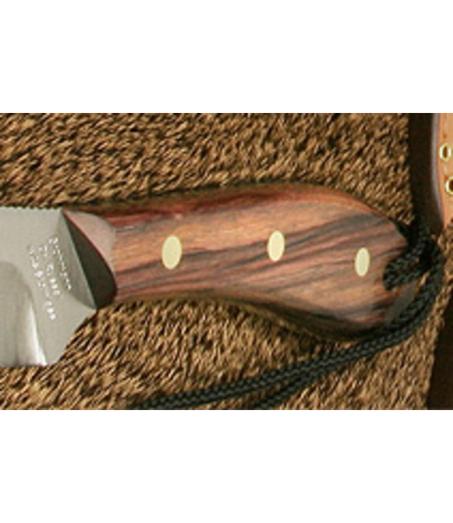 GROHMANN SURVIVAL KNIFE WINE XTRA RESINWOOD-HANDLE FIXED-BLADE  (5.5" STAINLESS STEEL BLADE) W/ LEATHER SHEATH